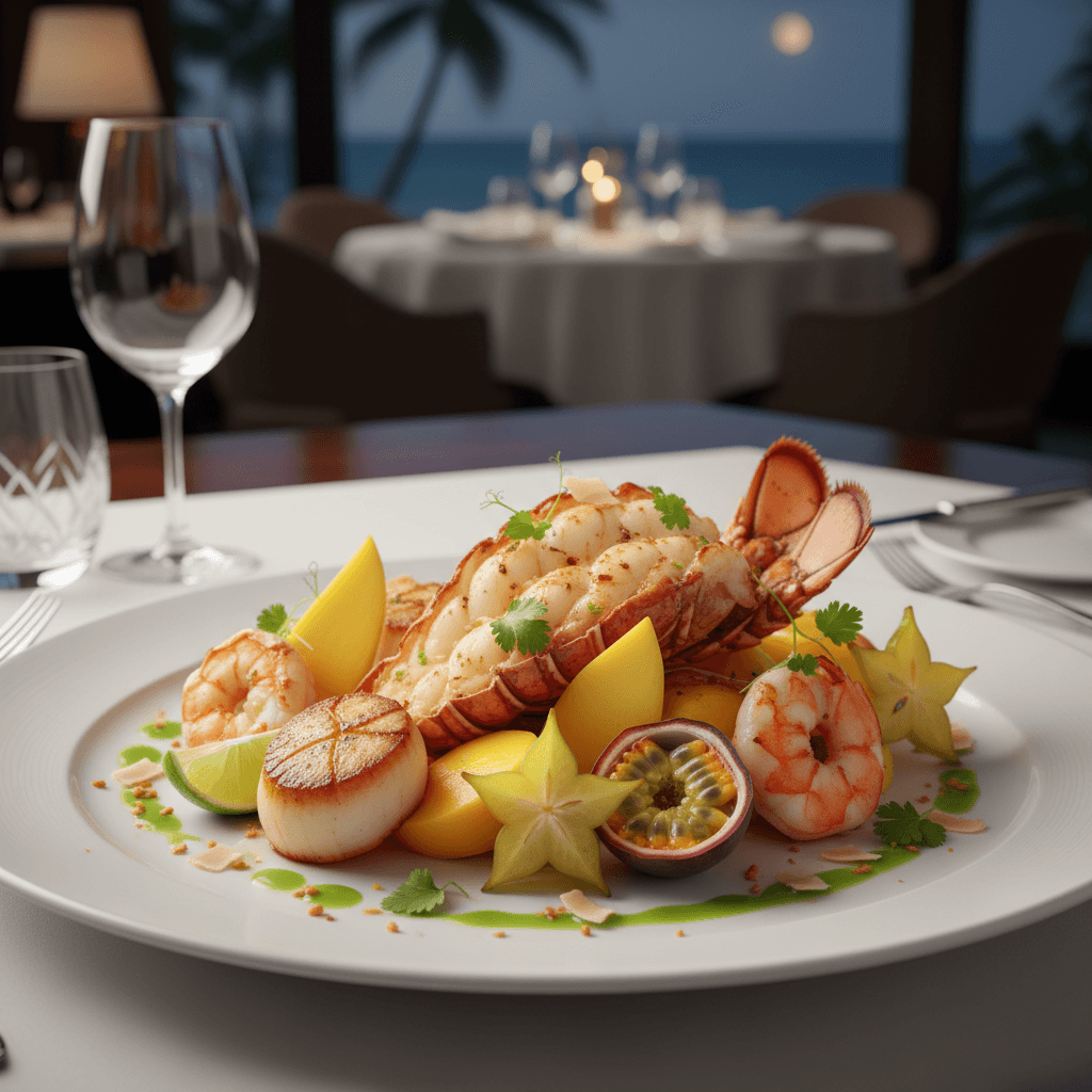 Elegantly plated Caribbean seafood dish