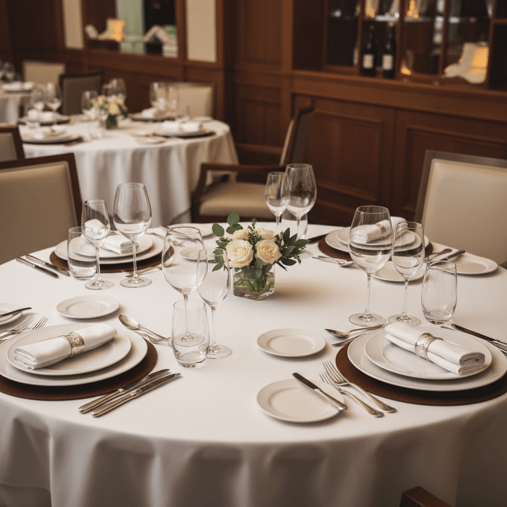 Fine dining table setup with wine service