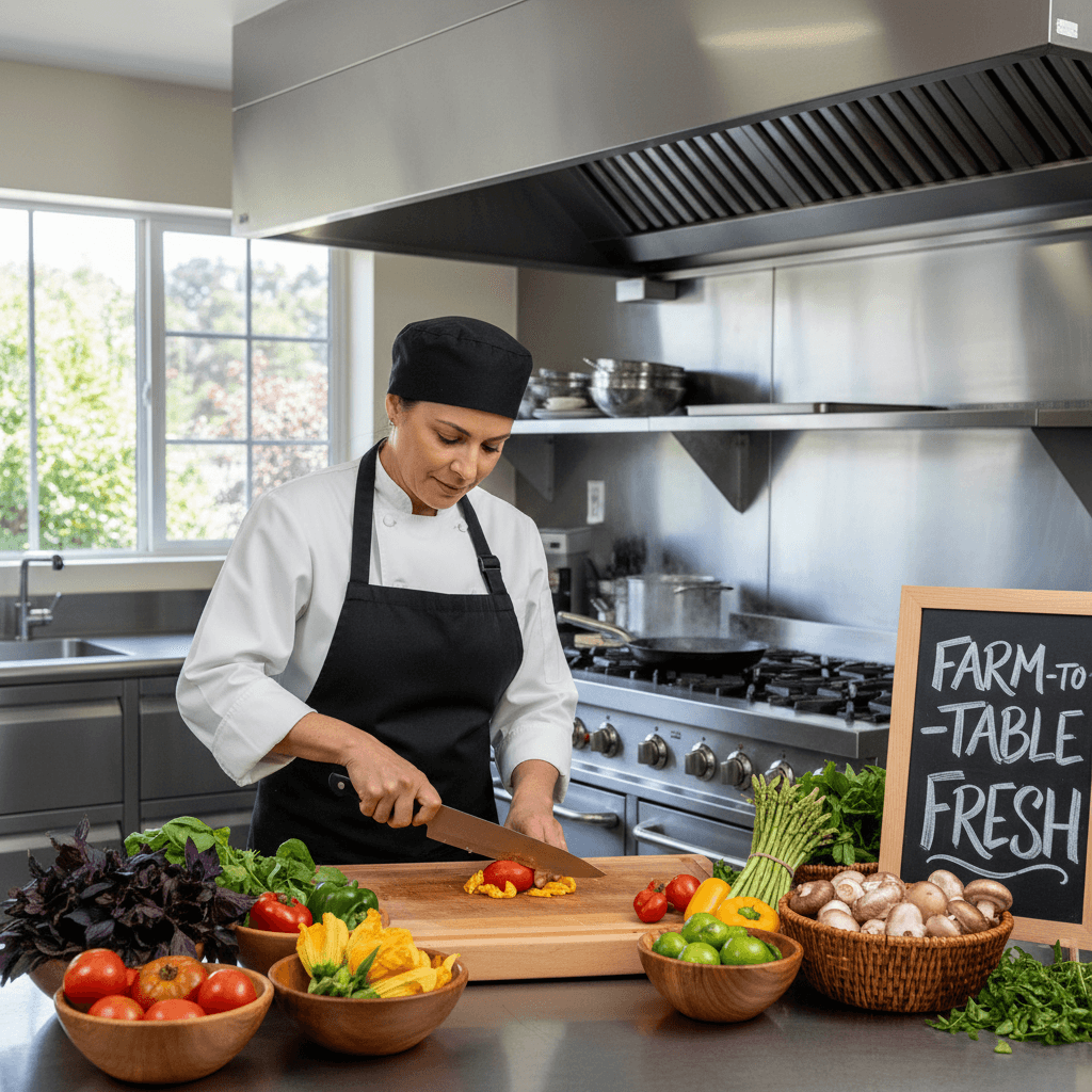 Chef preparing food in professional kitchen