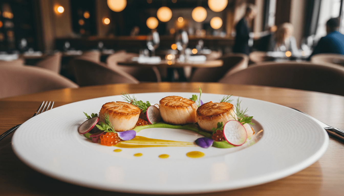 Gourmet restaurant dish with fine dining presentation