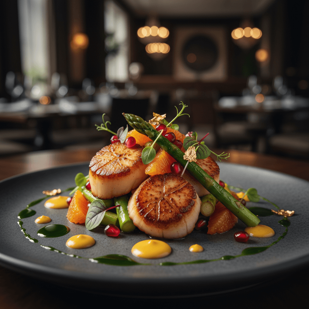 Artfully plated signature dish with precise culinary presentation